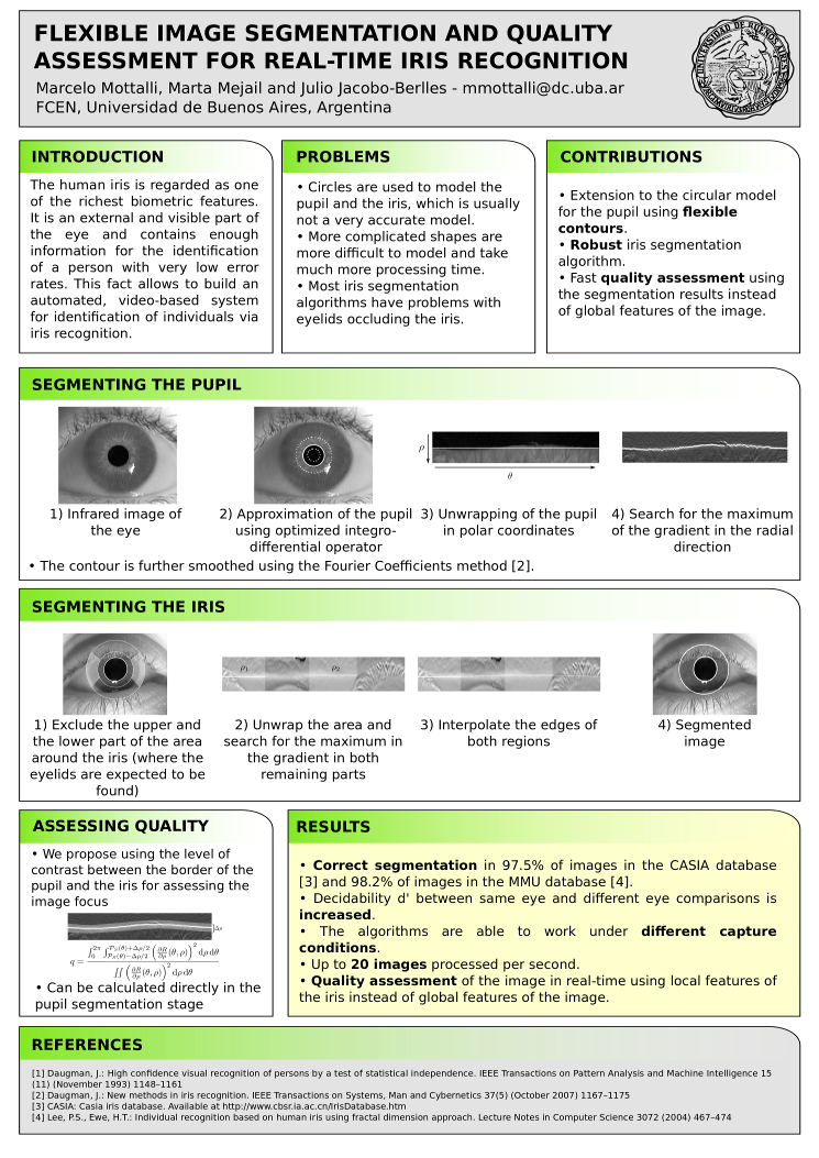 Flexible images segmentation and quality assessment for real time iris recognition